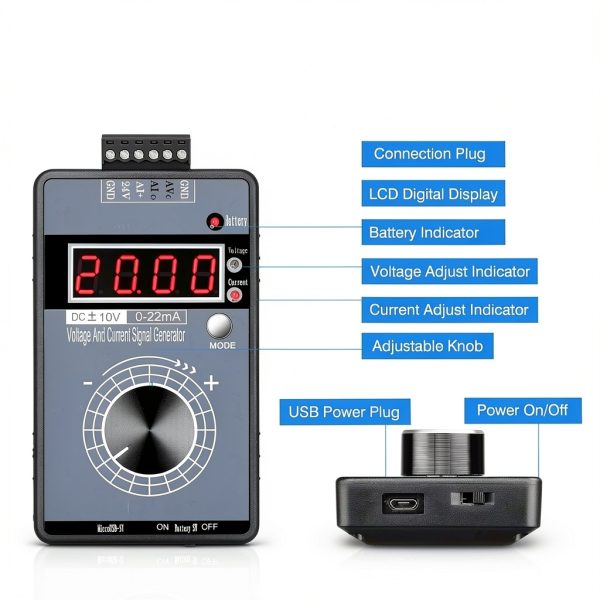 Riiai DC 0-10V 0/4-20mA Voltage Signal Generator with 4‑Digit Display-4