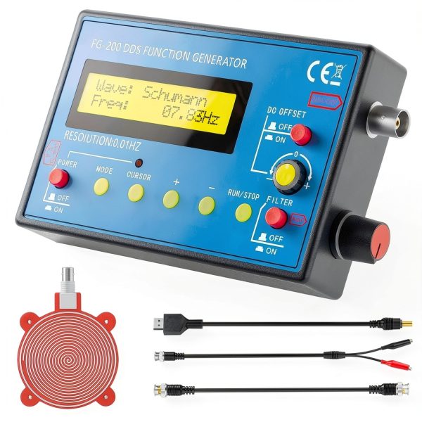 1Hz-500kHz DDS Signal Generator with Schumann Resonator, Portable Multifunction Waveform Generator with AC/DC Power, Ideal for Oscilloscope Calibration, Audio Testing, and Stress Relief-0